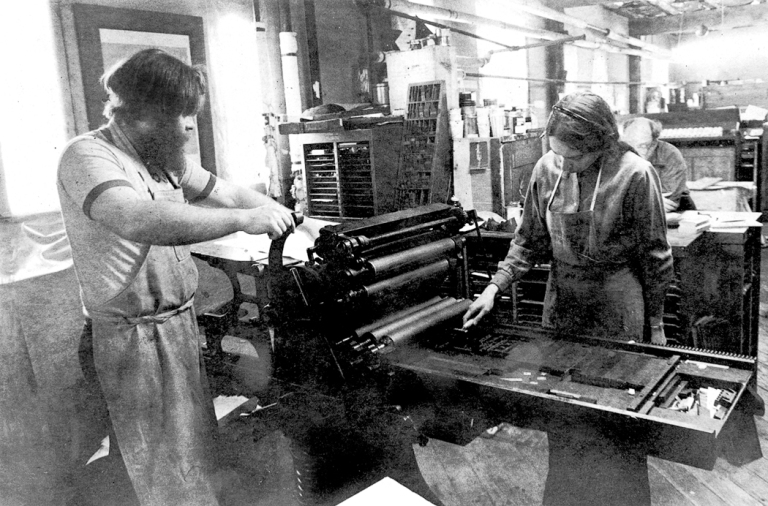 Dan Carr and Julia Ferrari printing together in 1985